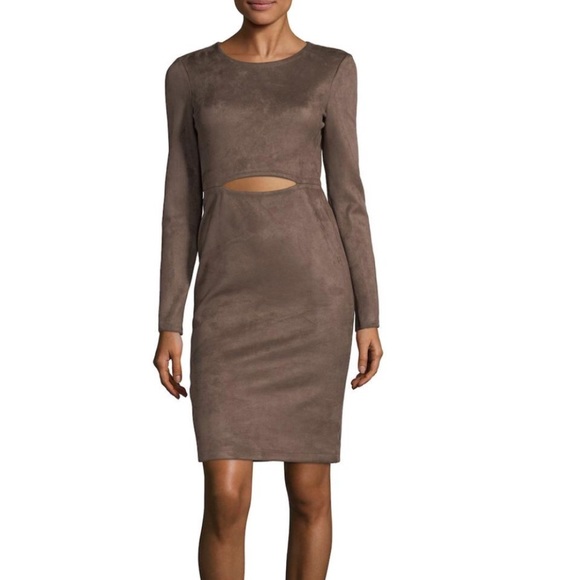 NWT Bcbgmaxazria Whitley Faux Suede Dress in Brown - Picture 1 of 4